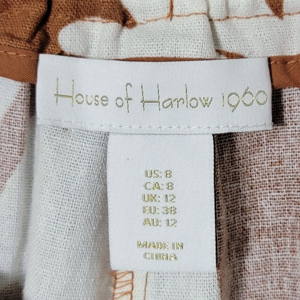 House of Harlow 1960 Womens Linen Blend Beaded Wide Leg Side Slit Pants Size 8 - Picture 9 of 10